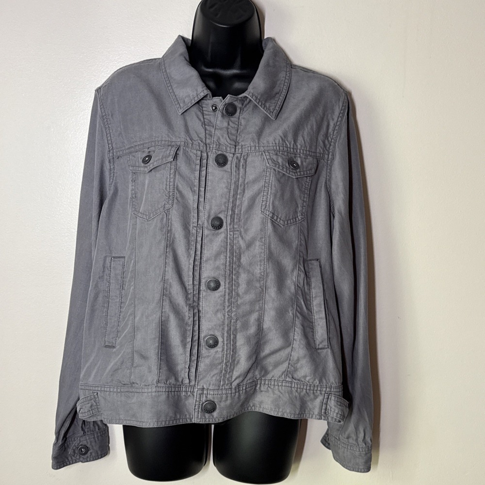 Tahari Charcoal Gray Pin‎ Tuck Jacket Size L Layering Mature Preppy Coastal
